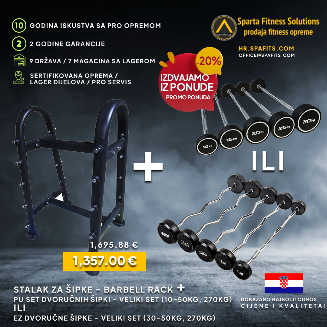 Barbel rack + PU set dvoručnih šipki ili EZ dvoručne šipke
